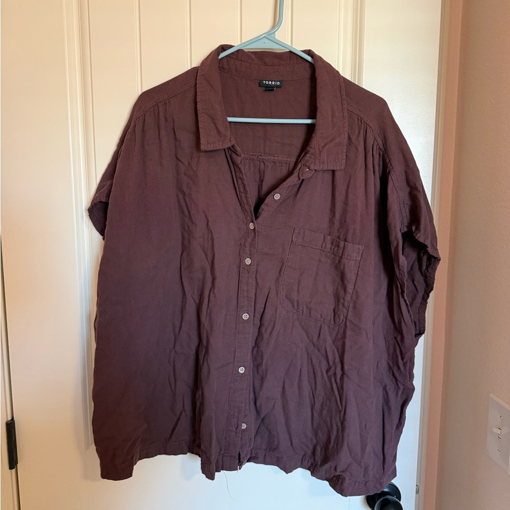 Torrid Women's Button Down Shirt in Deep Brown